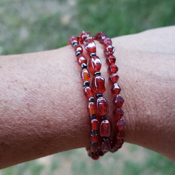 Jewelry - Set of 3 red beaded elastic bracelets